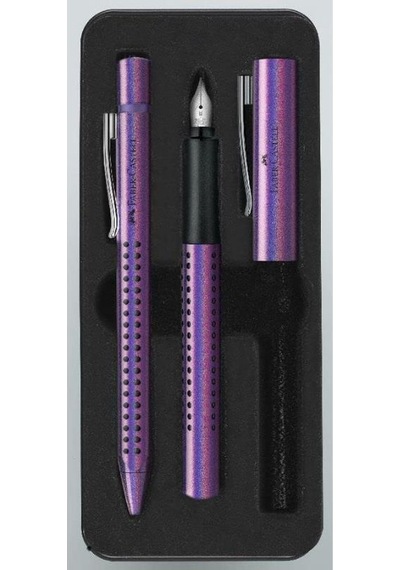 Faber Castell Grip Edition Dolma Kalem-tükenmez Kalem Matal Kutu Hediye Seti Violet Glam Çok Renkli