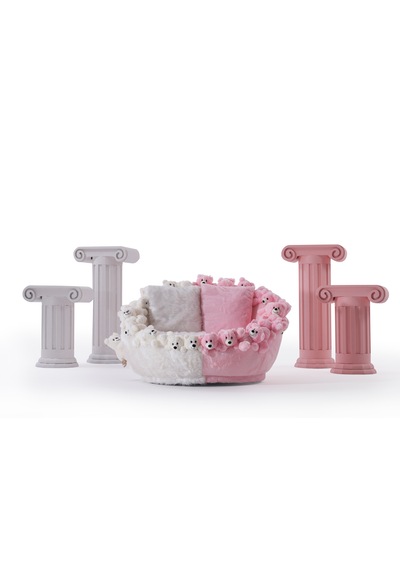 Most Teddy Kids Pro Ayıcıklı Beyaz-pembe Peluş Kumaş Döner Ber...