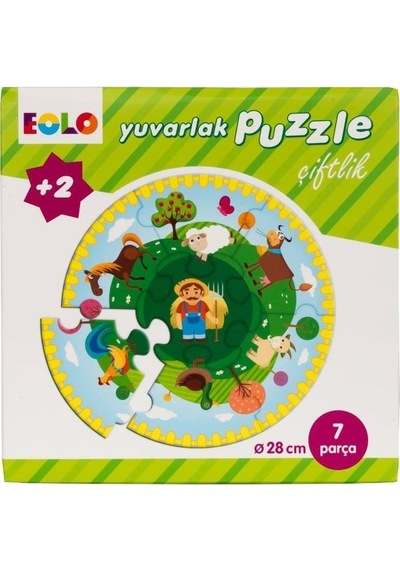 Eolo Yayıncılık Eolo 0 - 2 Yaş Yuvarlak Puzzle: Çiftlik Eğitici Kitap Ciltsiz Normal Boy