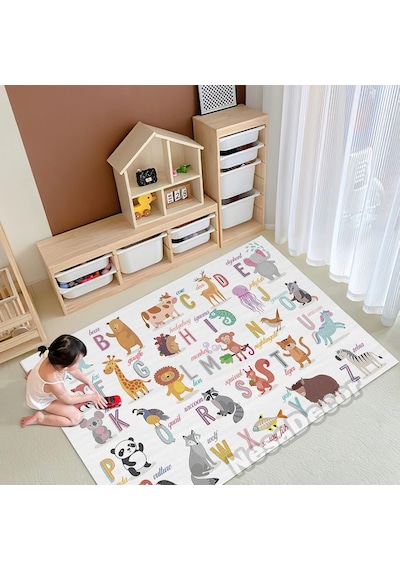 Renkli Orman Oyun Halısı Modern Oyun Halısı Alfabe Halısı Çocuk Oyun Matı Oyun Paspası 150 X 150 Kare Diğer