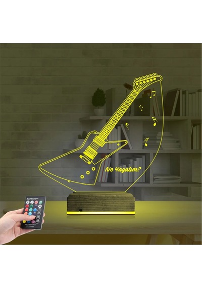 Luvivia Elektro Gitar Müzik Kişiye Özel 3d Lamba - Masa Gece Lambası V2 Şeffaf