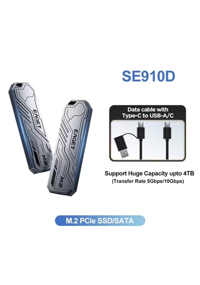 Eaget Se910d M2 Nvme+sata Kutusu Çift Protokol Ce Lisanslı 2280/2260/2242/2230/ 10gbps Usb 3.2 Yüksek Hızlı Son Nesil Teknoloji Metal Sağlam