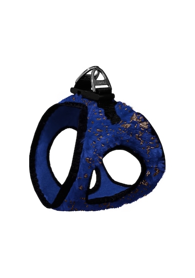 Markapet Üç Kilitli Simli Peluş Kedi Köpek Göğüs Tasması 32-40 CM Medium Lacivert