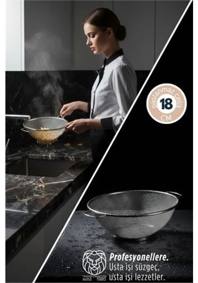 18 Cm Süzgeç - Makarna Süzgeci Pirinç Meyve Süzgeci 304 Paslanmaz Çelik 721937 Açık Camgöbeği