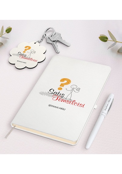 Kişiye Özel Satış Temsilcisi Beyaz Defter Kalem Ve Anahtarlık Hed N11.12776