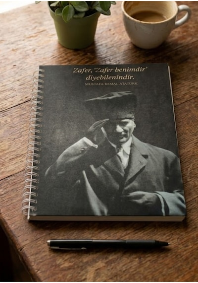 Atatürk Temalı A5 Spiralli Not Defteri-sert Kapak-çizgisiz-100 Ivory Yaprak Çok Renkli