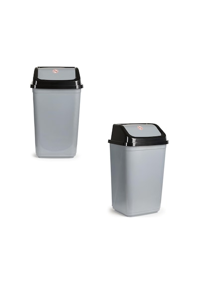 0100 Kapaklı Gri-siyah Çöp Kutusu - Favori Banyo Ve Mutfak Çöp Kovası 10lt