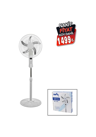 18 İnc 45 Cm Kumandalı Sanayi Tipi Ayaklı Vantilatör 5-metal Pervane 3-kademe Hız 65w Y:137cm Go-53-vice 00354