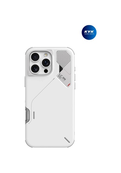 İphone 16 Pro Max Uyumlu Kılıf Magsafe Soğutmalı Isı Göstergeli, Slim Shock Proof Darbe Emici A16 Beyaz