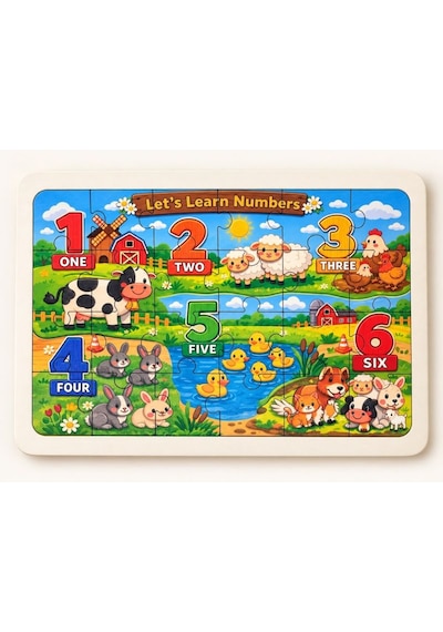 Sayılar İngilizce - 24 Parça Ahşap Puzzle