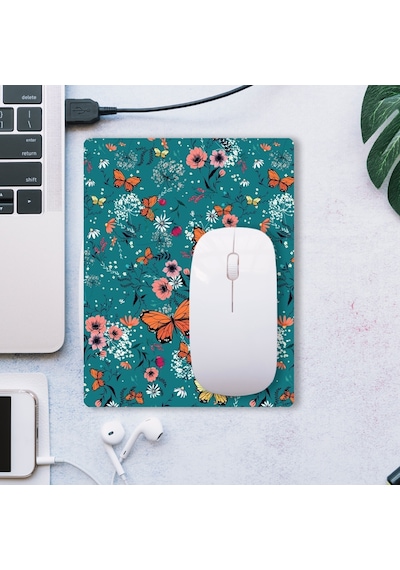 Sonictouch Soimoi Yeşili Turuncu Kelebekli Kaydırmaz Gaming Oyuncu Dikişsiz Mouse Pad/ped 17x21cm