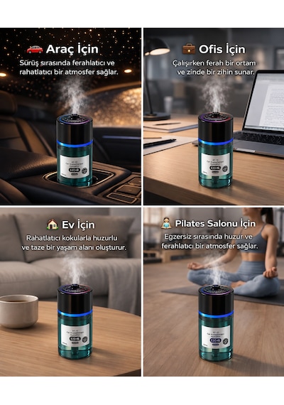 Araç İçi Hava Nemlendirici 120ml Yıldız Tavan Efektli Sessiz 300mah Şarjlı Araba Kokusu