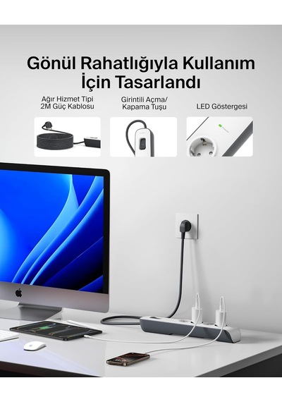 Belkin Surgemaster 4'lü Priz, Yüksek Gerilim Korumalı 2 M Kablo