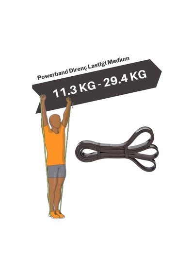 Powerband Direnç Lastiği ve Egzersiz Bandı Siyah Medium Siyah