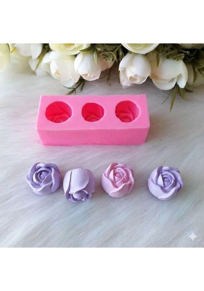 Mini Gül Silikon Kalıp 3lü 9x4x3 Cm