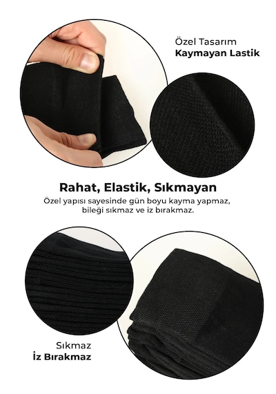 Saysez Bambu Erkek Soket Uzun Siyah Çorap Dikişsiz Premium Paket 3'lü Siyah