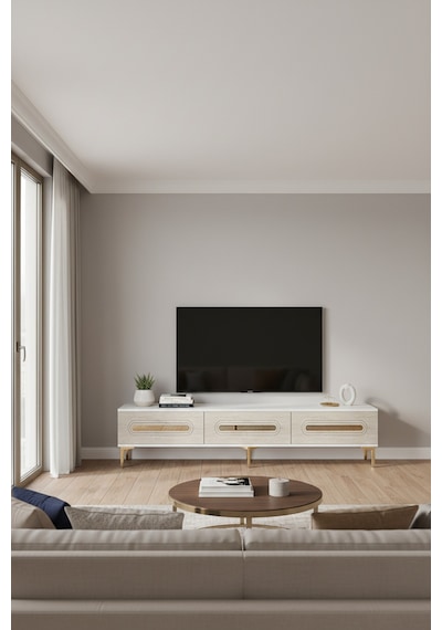 Tsa1806bg - Rany Tsa180 Tv Stand, Tv Sehpası Ve Tv Ünitesi Beyaz-gold 180cm