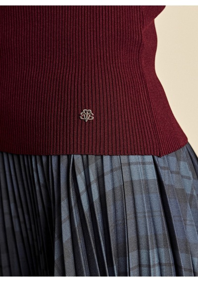 Brooks Brothers Bordo Kadın Balıkçı Yaka Fitilli Desen Kazak Bbfw26fkl026