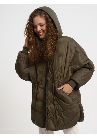 Oversize Fit Kadın Mont Haki