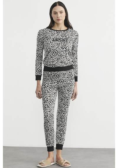 Sementa Leopar Desenli Pijama Takım - Ekru Ekru
