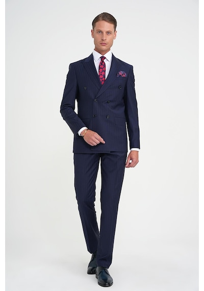 Efor Slim Fit Çift Yırtmaç Çizgili Kruvaze Klasik Lacivert Takım Elbise Tk 925 Lacivert Efor Slim Fit Çift Yırtmaç Çizgili Kruvaze Klasik Lacivert Takım Elbise Tk 925 Lacivert