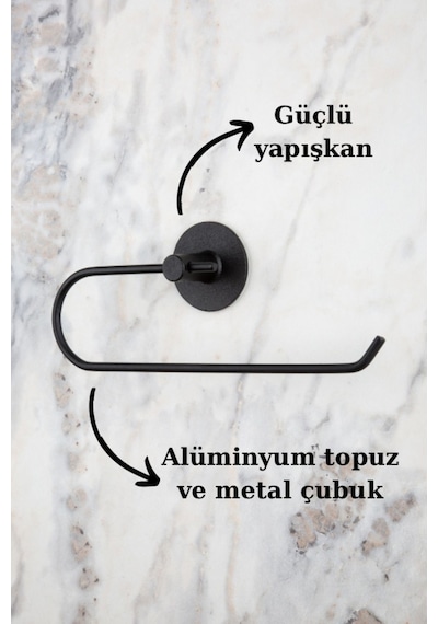 Multistore Yuvarlak Yapışkanlı Siyah Kağıt Rulo Havluluk, Peçetelik, Yapışkanlı Tasarım, Banyo Peçetelik