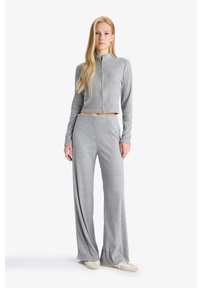 Defacto Dik Yaka Fermuarlı Sweatshirt F0999AX25WN Gri