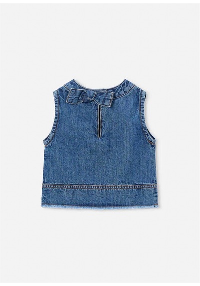 Mayoral Kız Çocuk Denim Kolsuz Bluz Koyu Mavi 3030