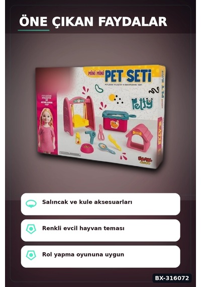 Ellys World Oyuncak Bebek Ve Pet Seti - Kaydırak İle Salıncak Oyun Seti Bx-316072 Çok Renkli