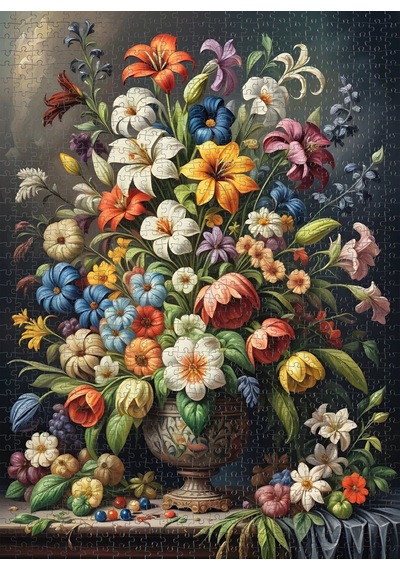 Nova Puzzle 1000 Parça Çiçeklerin Renk Senfonisi Puzzle - Vazoda Çiçek Kolajı