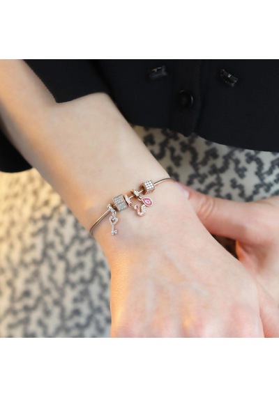 Pndr Charmlı Rose Gold Kaplama Gümüş Bileklik Gümüş