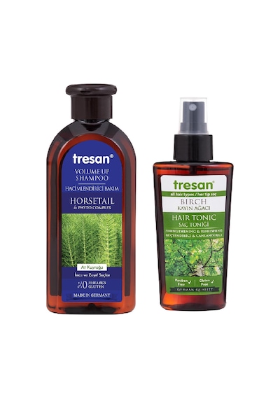 Tresan At Kuyruğu Hacimlendirici Bakım Şampuanı 300 ML + Tresan K.ağacıözlü Saç Toniği 125 ML Tresan At Kuyruğu Hacimlendirici Bakım Şampuanı 300 ML + Tresan K.ağacıözlü Saç Toniği 125 ML
