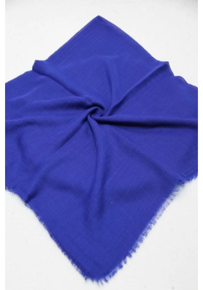 Melodi Scarf Kadın Tesettür Flamlı Eşarp Düz Flamlı Tülbent Saks Mavisi Saks Mavisi