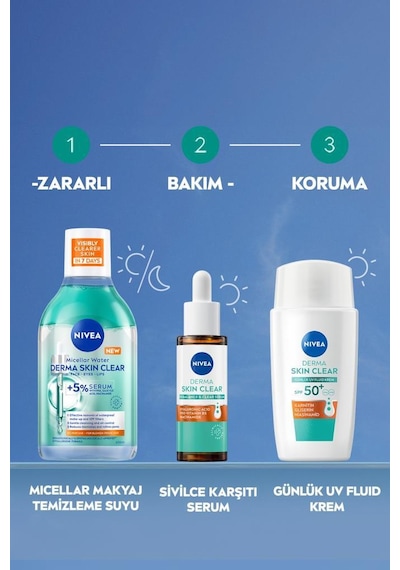Spf50 Derma Skin Clear Sivilce Karşıtı Yüz Kremi 40 Ml, Matlaştırıcı, Karnitin, Gliserin,niasinamid