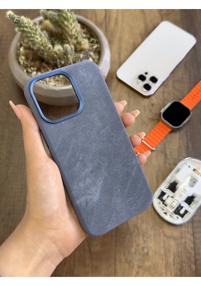 Apple iPhone 15 Pro Max Uyumlu Kadife Yüzeyli Magsafe Uyumlu Premium Kılıf Soocase691 Koyu Mavi