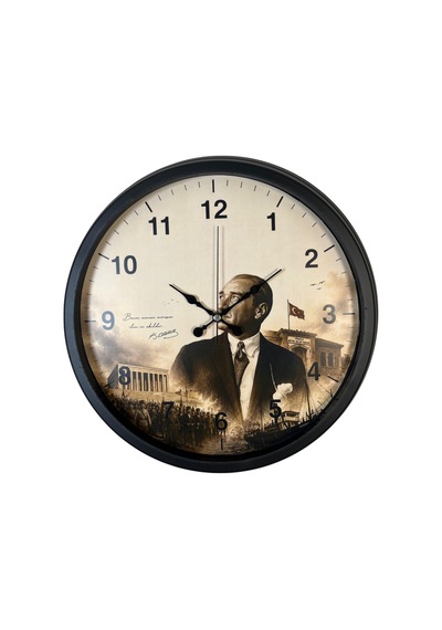 Cumhuriyet Mirası Siyah 40 X 40 Cm Metal Duvar Saati