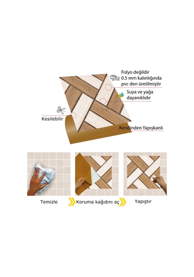 Tink Kendinden Yapışkanlı Ahşap 013 Desenli Pvc Karo 30x30 Cm
