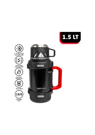 Rox Camping 1500 Kamp Termos 1.5 Lt Siyah