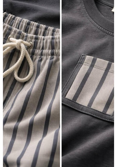 Monila Erkek Çocuk Pamuklu Antrasit Cep Detaylı T-shirt Ve Şort Takım Antrasit