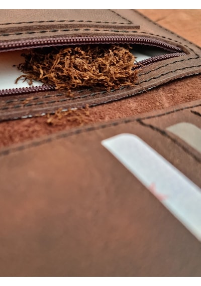 Tütün Kesesi Cüzdan Tütün Çantası Kartlıklı %100 Gerçek Deri