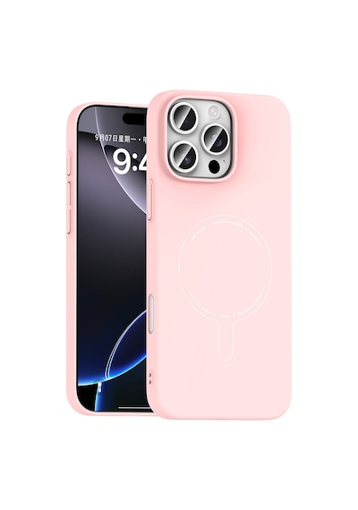 Maks Technology iPhone Uyumlu 16 Pro Kılıf M-safe Şarj Özellikli Kamera Korumalı Mkst Elio Sert Pc Kapak - Açık Pembe