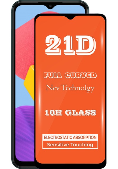 Samsung Galaxy M13 ile Uyumlu Tam Kaplayan 21D Temperli Ekran Koruyucu Cam