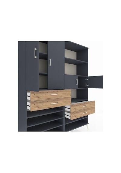 Hyperion Gardrop 11 Raflı 4 Çekmeceli 4 Kapaklı 176x44x221 Antrasit-antrasit/çam Antrasit/çam Hyperion Gardrop 11 Raflı 4 Çekmeceli 4 Kapaklı 176x44x221 Antrasit-antrasit/çam Antrasit/çam