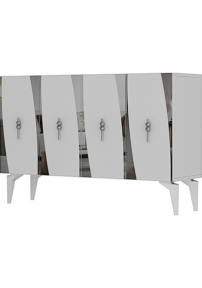 Ka1213bs Elips Konsol Ve Tv Sehpası Beyaz-silver 120cm