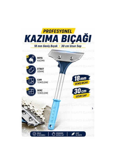 Profesyonel Kazıma Bıçağı 30 Cm 18 Mm Değiştirilebilir Bıçaklı Boya Cam Etiket Derz Kazıyıcı