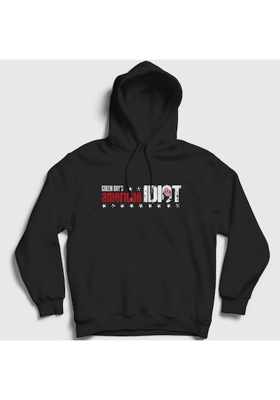 Presmono Unisex American Idiot V2 Green Day Kapüşonlu Sweatshirt Siyah