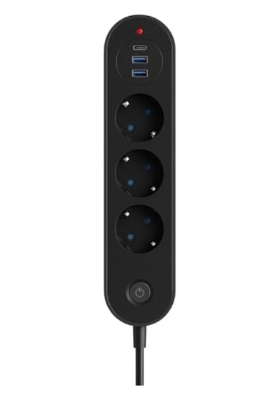 3 Lü Priz 2 Usb-a + 1 Usb-c Termal Akım Korumalı, 2500w Güç, Aç/kapa Anahtarlı