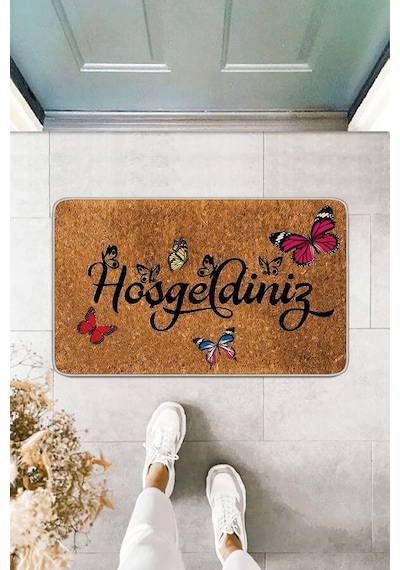 Bej Hoşgeldiniz Welcome Kapı Önü Paspası Kp25n11