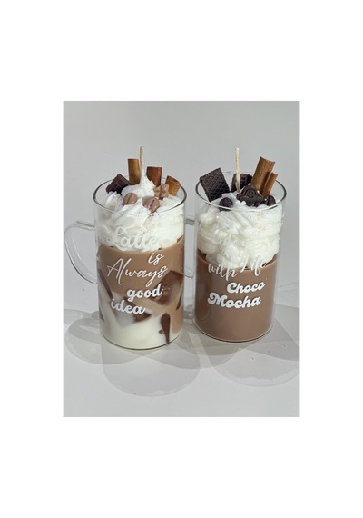 Cafe Latte Ve Mocha Soya Mum 2 Adet Beyaz