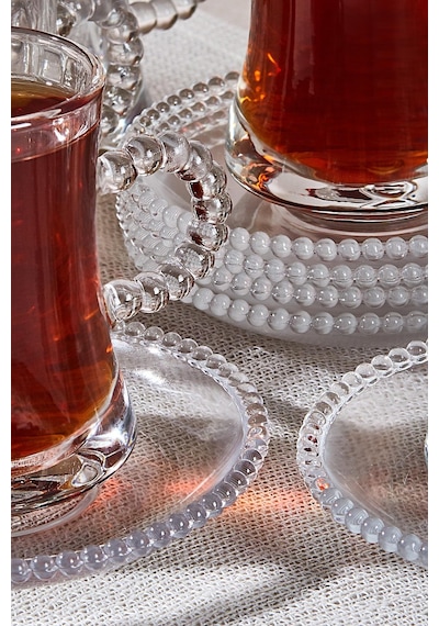 Perotti Pearl 12 Parça Boncuklu Cam Çay Takımı 180 Ml Çay Seti